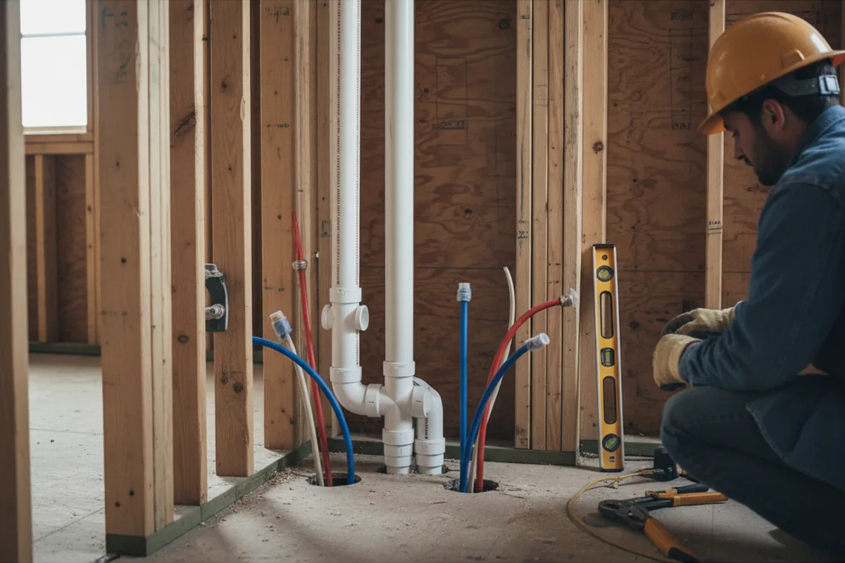 Drain and supply rough-in during Garbage Disposal Repair in Walnutport