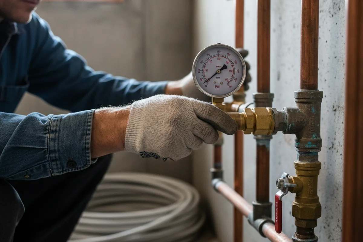 Pressure testing a repaired line during Water Line Repair in Walnutport
